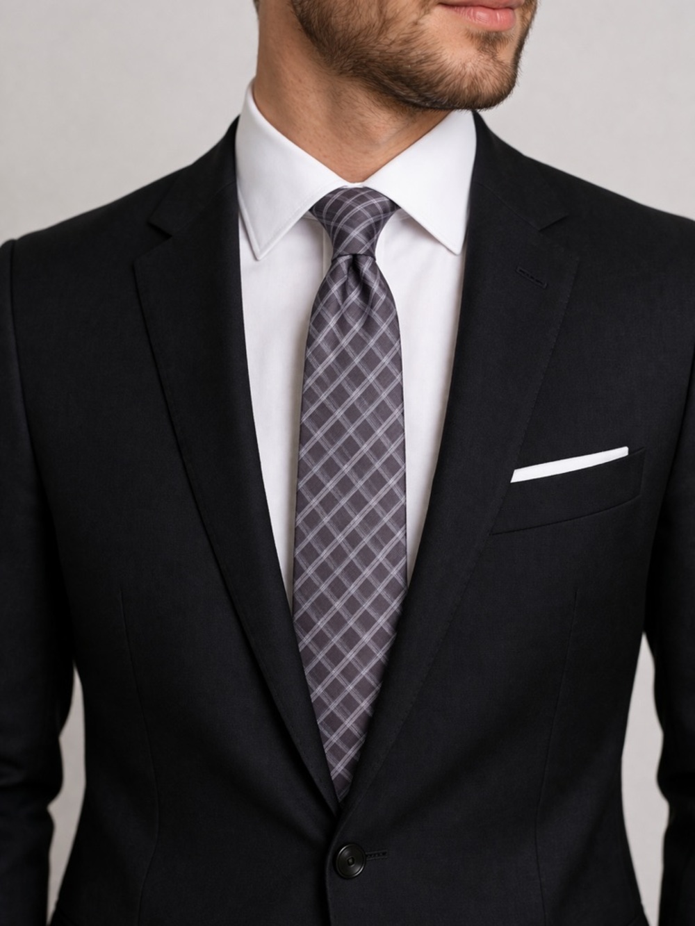Saks Fifth Avenue Gray Plaid Silk Tie Classic Diamond Pattern Men’s Designer Tie - Picture 5 of 6